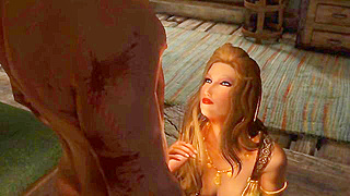 Geralt Seduces Skyrims Busty Bartender in Steamy Witcher Encounter – Part 1