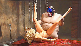Curvy Domme Claims Submissive Blond in Fiery 3D BDSM Tryst