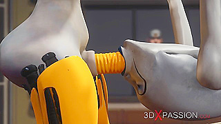 Alien Discovers Futanari Robots Secrets in Fiery Laboratory Rendezvous