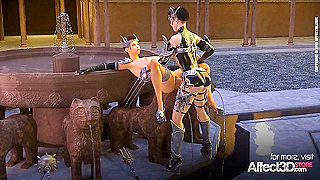 Futanari Queen Claims Busty Goddess in Hot 3D Fantasy Tryst