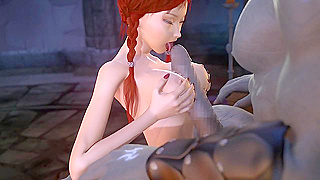 Voluptuous Crimson Mage Pleasured by Massive Ogre Shaft in Steamy Encounter
