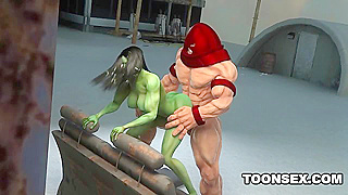 Juggernaut Claims Voluptuous She-Hulk in Fiery 3D Tryst