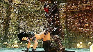 Huge Demon Takes Skyrim Sorceress Hard with Massive Shaft