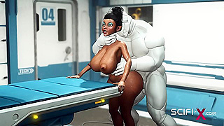 Ebony Goddess Impaled by Robots Thick Shaft in Steamy Anal Rendezvous