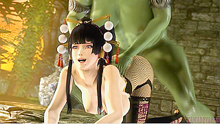 Nyotengu Seduces Muscular Orc Futanari in Fiery Hentai Tryst