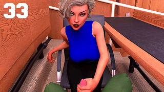 Buxom Teacher Seduces Student with Hot Blowjob Handjob in Classroom Fantasy