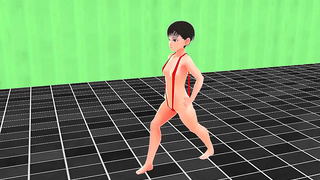 Busty Anime Vixen Teases in Tiny Bikini – Steamy Poolside Seduction
