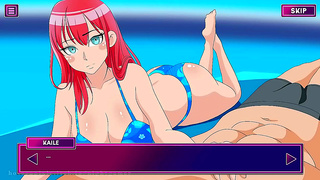 Cute Gamer Guy Teases His Crush by the Pool in Hot Hentai Moment