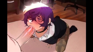 Cute Anime Boy Tempts with Innocent Blowjob in Steamy Hentai Scene