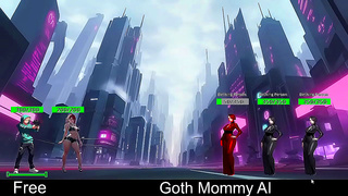 Goth Stepmom Rules the Neon-Lit Cyberscape in Hot Hentai Action
