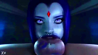 Raven Tempts Widowmaker with Sensual Blowjob in Hot Hentai Fantasyy