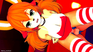 Bikini Babe Entices Lover in Sultry Anime Romance Under Moonlight
