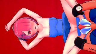 Pink-Haired Ram Pleasures Lover with Steaming Foot Job in Sensual Towel Scene