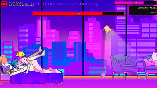 Neon Dreams: Cute Anime Babe Tempts Lover in NEURA Fantasy Night