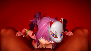 Masked Cutie Devours Hard Cock in Hot Hentai Action