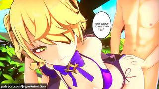 Sorceress Receives Powerful Stallions Seed in Heated Genshin-Style Encounter