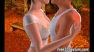 Busty Brunette Seduced Outside – Hot Fingering Blowjob in 3D Hentai Fantasy