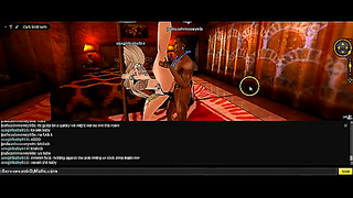 Golden Eyes Allure: 3D Anime Goddess Seduces Mate in Hot IMVU Tryst