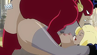 Busty Villainess Seduces Flash with Hot Blowjob Titty Fuck Action