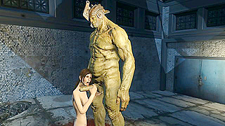 Desperate Teen Sucks Towering Green Mutant in Fallout Blowjob Fantasia