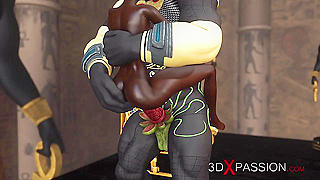 Anubis Claims His ebony slave under Egypts scorching sun with demonic passion
