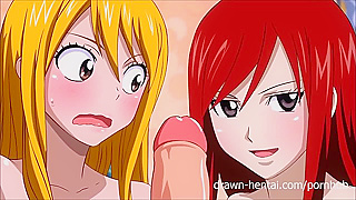 Natsu Fuels Forbidden Desire in Hot Threesome with Erza Lucy