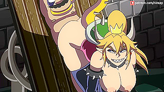 Bowsette Ties Up Mario for Wild Ride on His Giant Cartoo Dick in Horny Hentai Action