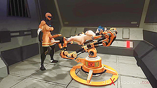 Curvy Goddess Takes Dual Pleasure from Cyborg Cock Shemale Stud
