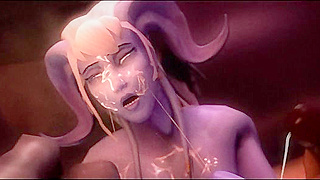 Orc Claims Night Elf in Fiery Colosseum Encounter Amid Cheering Crowds