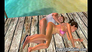 Sultry Brunette Rides Wild Passion Beneath Moonlit Waves on Beach
