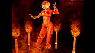 Voluptuous Nude 3D Amazon Dances Sensually to Pounding Rock Rhythms