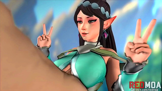 Curvy Paladin Temptress Teases Hero with Busty Titty Fuck in Steamy Anime