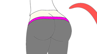 Anime Goddess Seduced by Sinister Worm Creature Through Stretchy Yoga Pants