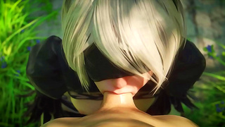 2B Whispers Sweet Nothings Before Wild Outdoor Sex – A Horny 3D Hentai Dream