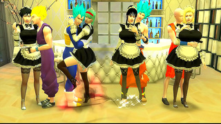 Saiyan Warriors Punish Naughty Dragon Ball Maid in Steamy Encounter