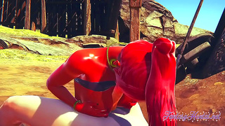 Gerudo Seduces Lone Hero with Steamy Desert Encounter – Epic Climax Unfolds