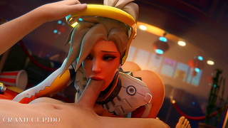 Busty Mercy Seduces Lover in Steamy Cartoon Park Encounter