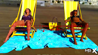 Steamy Beach Encounter: Busty Anime Girls Heat Things Up in Bikini Bliss
