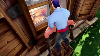 Elf Thief Seduced Pressed Against Glass in Hot 3D Hentai Encounter