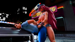 Busty Anime Beauty Tempts Dragon Ball Hero in Sultry Night Encounter