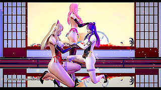 KDA Members Heat Up With Seductive Striptease in Steamy MMD Showdown