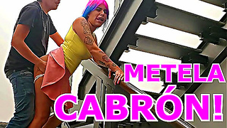 Passionate Stairwell Encounter Takes Dangerous Turn When Caught Mid-Sex