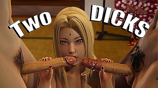 Tsunade Tempts Twin Lovers in Steamy 3D Hentai Tryst