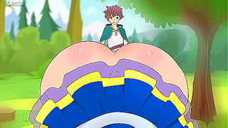 Aqua Teases Kazuma with Playful Skirt Dance in Horny Konosuba Parody