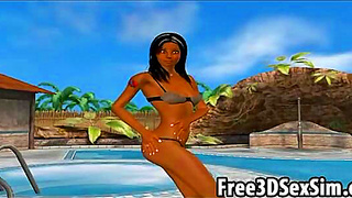 Ebony Goddess Teases Solo Pleasure by the Pool in Vivid 3DFantasy