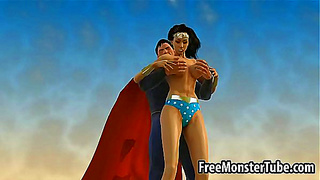 Wonder Woman Tempts Superman with Sensual 3D Blowjob Fantasies