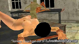 Zombie Devours Blonde Babes Lips in Hot 3D Lust Clash