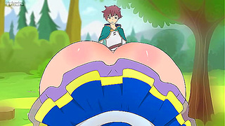 Aqua Teases Kazuma With Sexy Skirt Move in Naughty Konosuba Parody