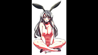 Mai Sakurajima Struts Her Stuff as a Busty Bunny Babe in Hot Hentai Fun