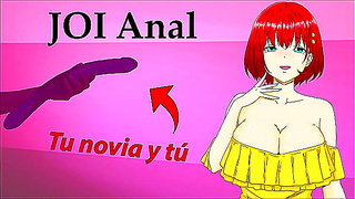 Girlfriend Begs for Dual Pleasure as Double Dildo Teases Her Anal – JOI Hentai Delight
